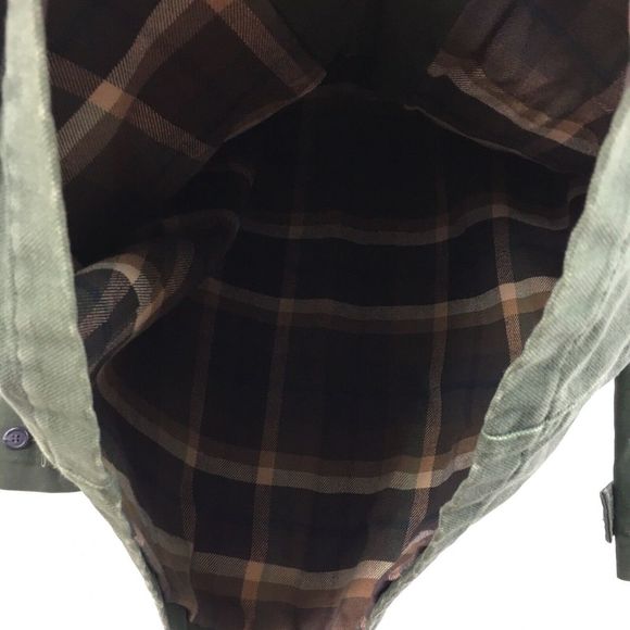 Lands End Leather Collar Plaid Lined Barn Coat - Picture 4 of 4